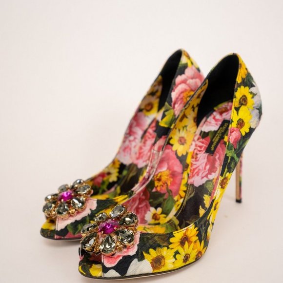 Dolce & Gabbana Floral Peep Toe Pump - Picture 2 of 5